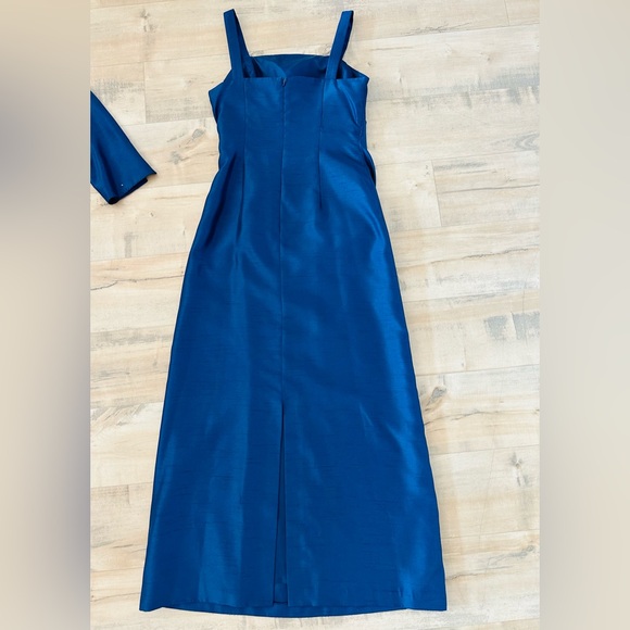 Jessica Howard 2 Pcs Navy Blue Taffeta rhinestones Long Sleeve Long Dress Siz 4 - Picture 2 of 14